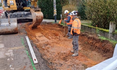 PROGRESSION DES TRAVAUX DE VOIRIE ET D'AMÉNAGEMENT QUALITATIF, RUE DE LA CROIX.