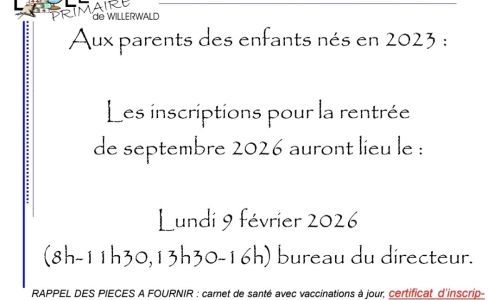 INSCRIPTION ECOLE